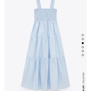Zara Blue Poplin Midi Dress